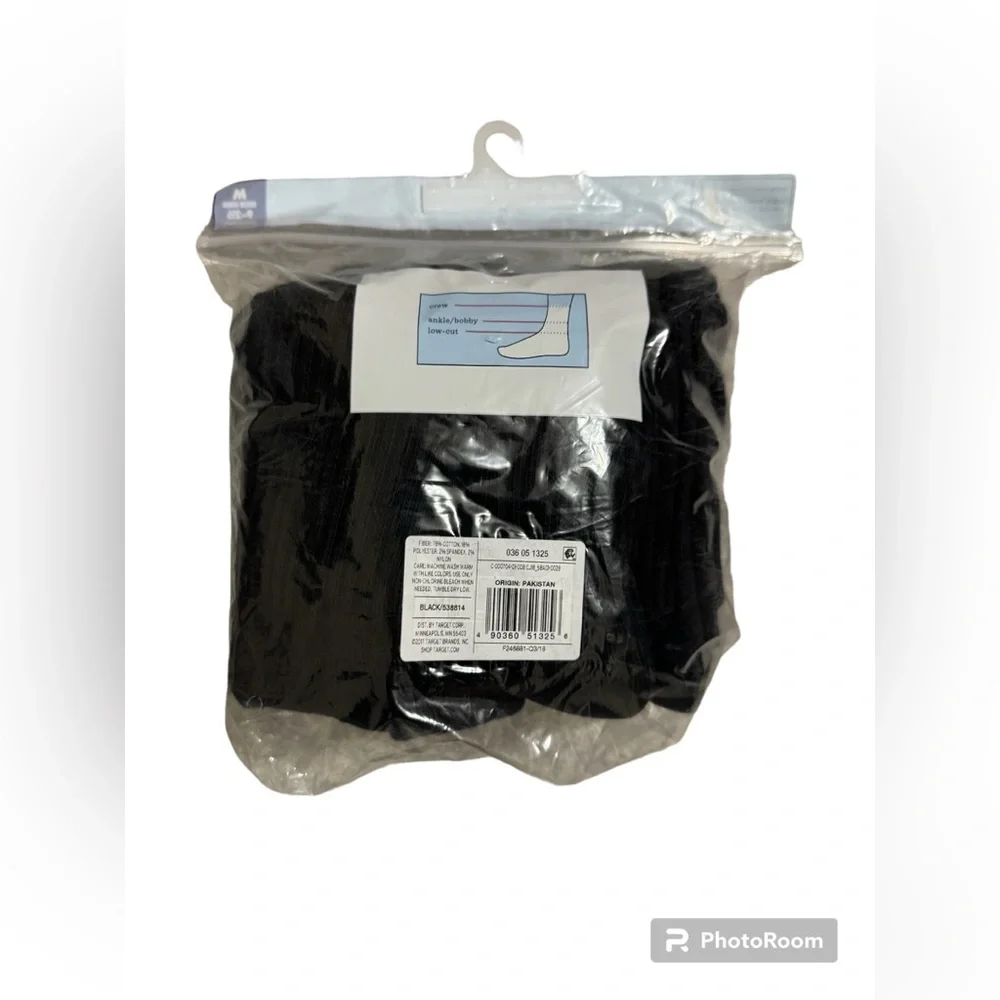 Cat & Jack Socks Boys Black Crew Socks Size 9-2.5, NWT